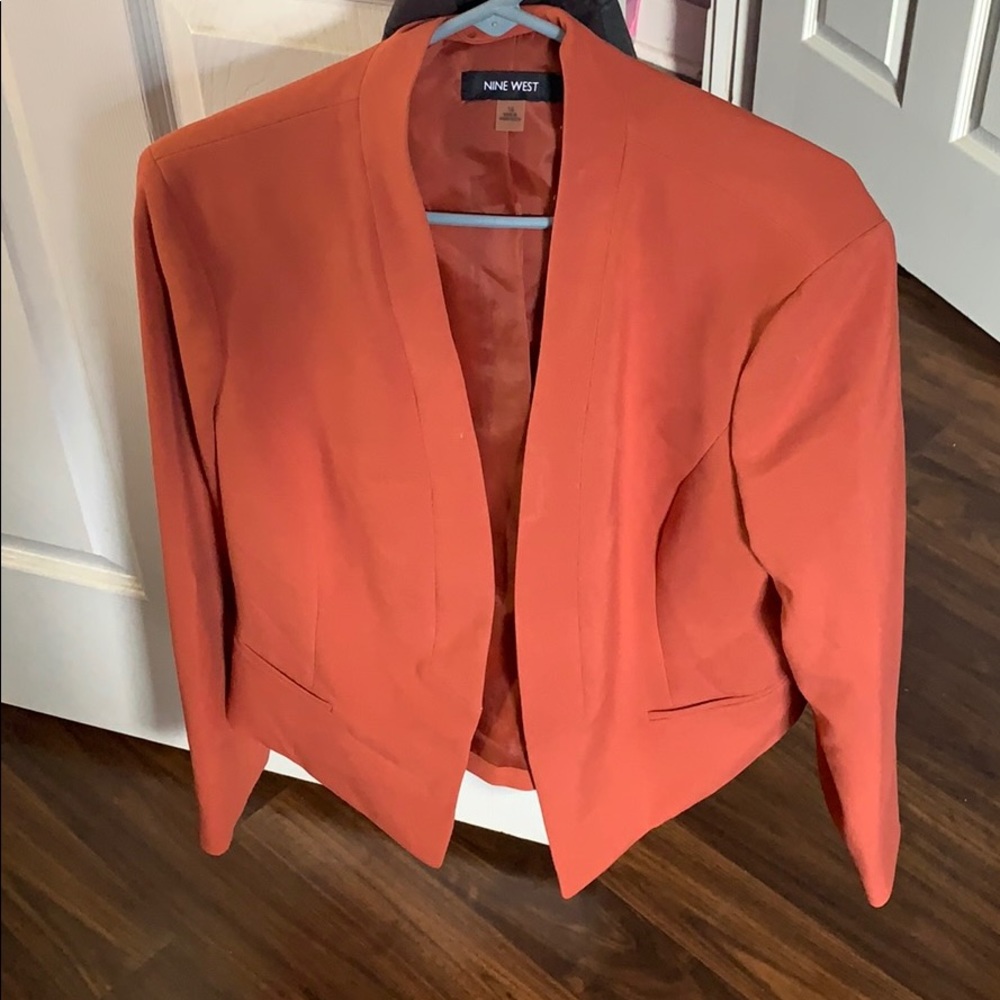 Burnt orange suit blazer jacket with pockets